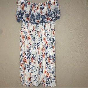NWOT Xhilaration White Floral Print Off the Shoulder Dress